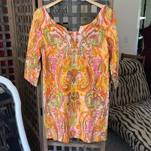 Bright / paisley / linen / shift / 3-4 sleeves